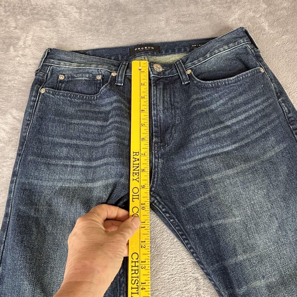 PacSun Jeans Mens 30x30 Blue‎ Wash Slim Straight Mid Rise Stretch Denim Pants - Picture 10 of 13